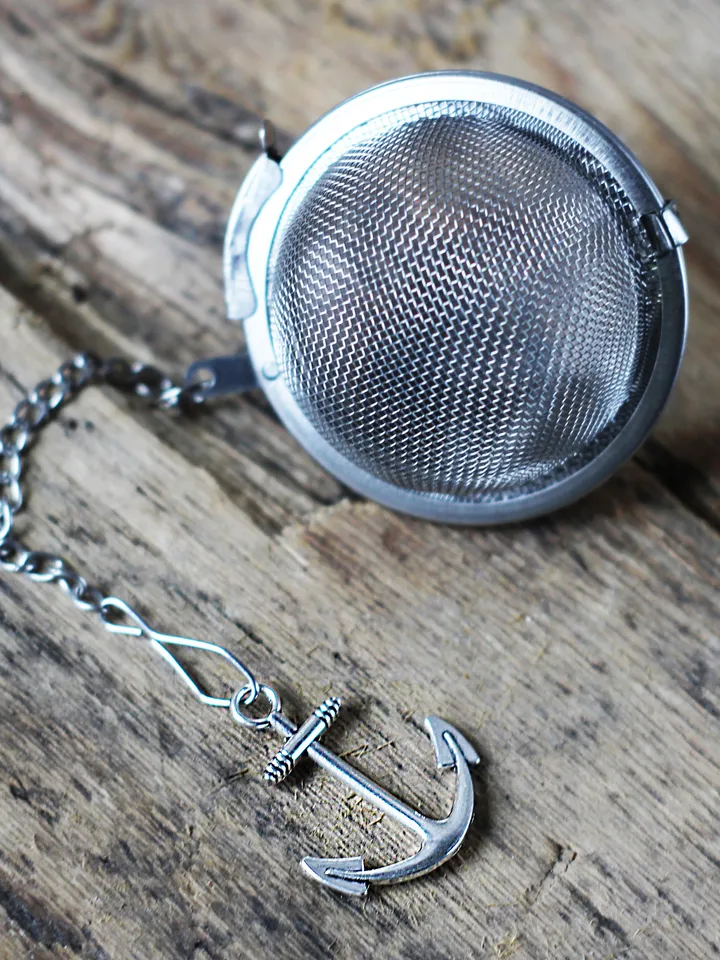 Nautical tea infuser for loose leaf tea, Tea Maker with anchor charm, Tea Steeper anchor pendant, Herbal tea gift