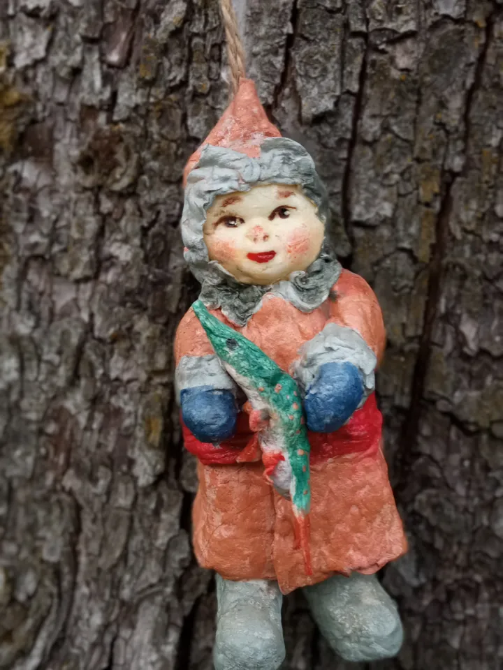 Art doll Collectible Fish Boy Pendant: Emely's Handmade Masterpiece Christmas decorations
Christmas tree toy. Christmas ornaments. Holiday gifts