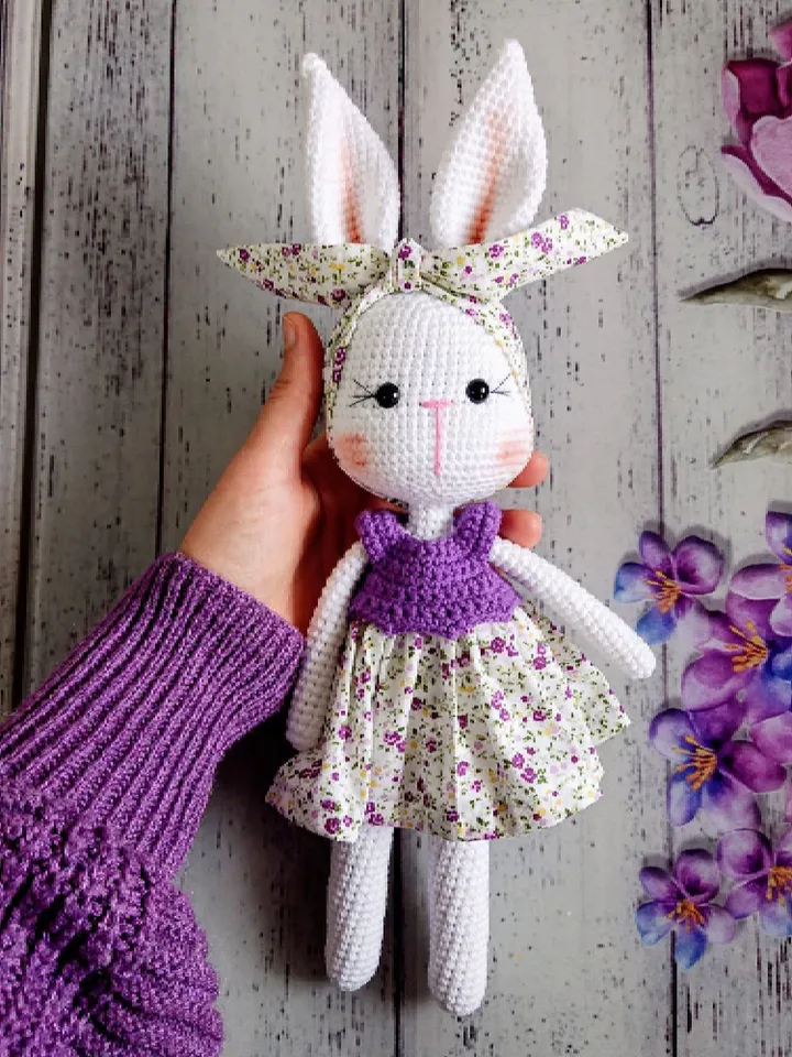 Personalized Doll Bunny Girl, Personalized Crochet Doll, Baby Toys, Baby Shower Gift Basket, Birthday Gift Box For Her