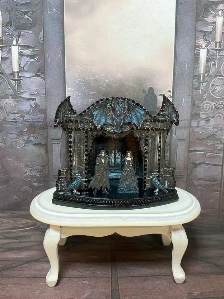 Gothic puppet theaters. Theaters for a stylized dollhouse. Gothic. 1:12. Handmade.