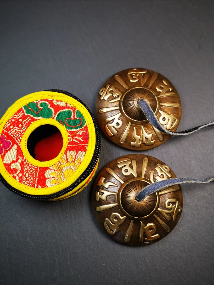 Gandhanra 8cm Tibetan Cymbals,OM Mantra Tingsha Bell,Buddhism Ritual Implement,Handmade in Nepal