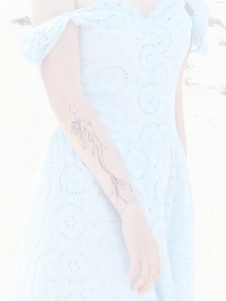 Mermaid Tattoo Design Moon Mermaid Tattoo Idea Drawing Fine Line, Instant download PDF, JPG, PNG