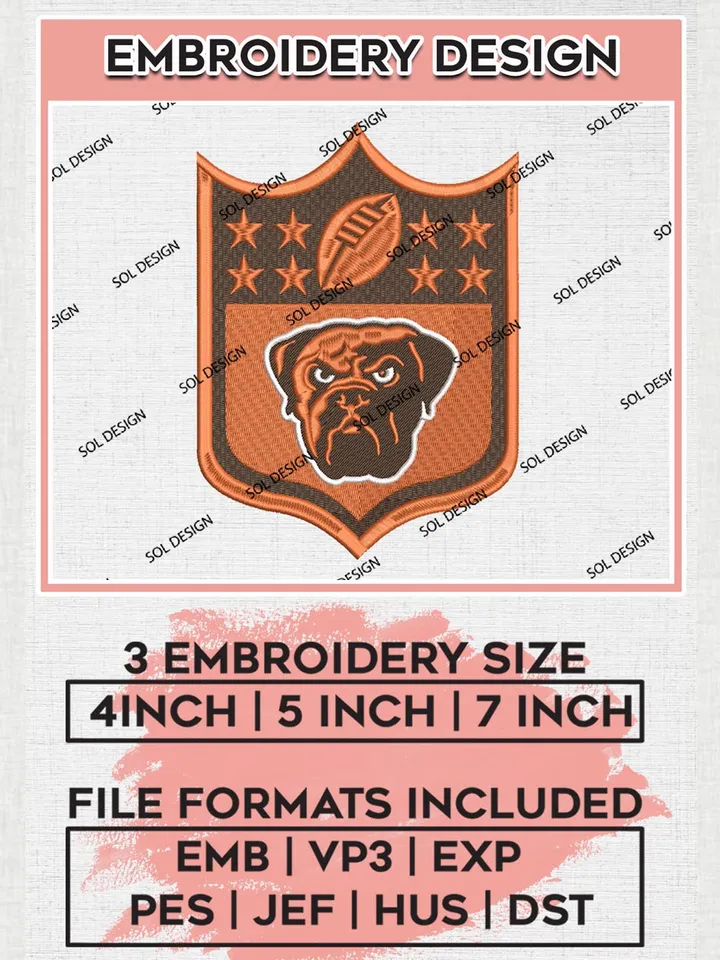 Cleveland Browns Embroidery Designs, NFL Browns, NFL Embroidery Designs, NFL Cleveland Browns Machine Embroidery Design, Digital Download