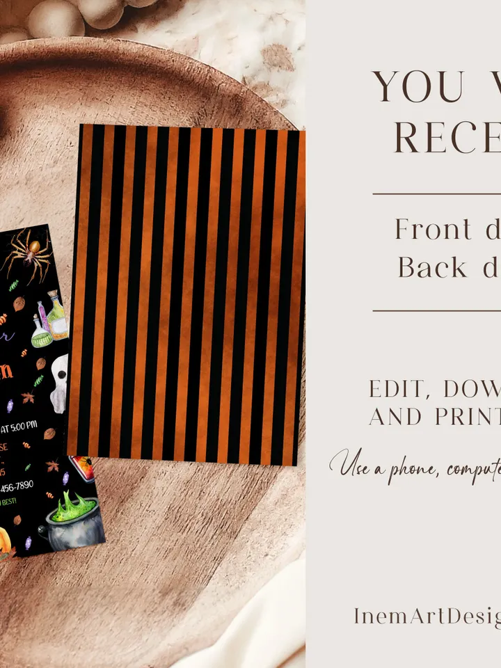 Editable Halloween Invitation, Halloween Party Invitation, Halloween Birthday Invitation, Halloween Invitation - I105