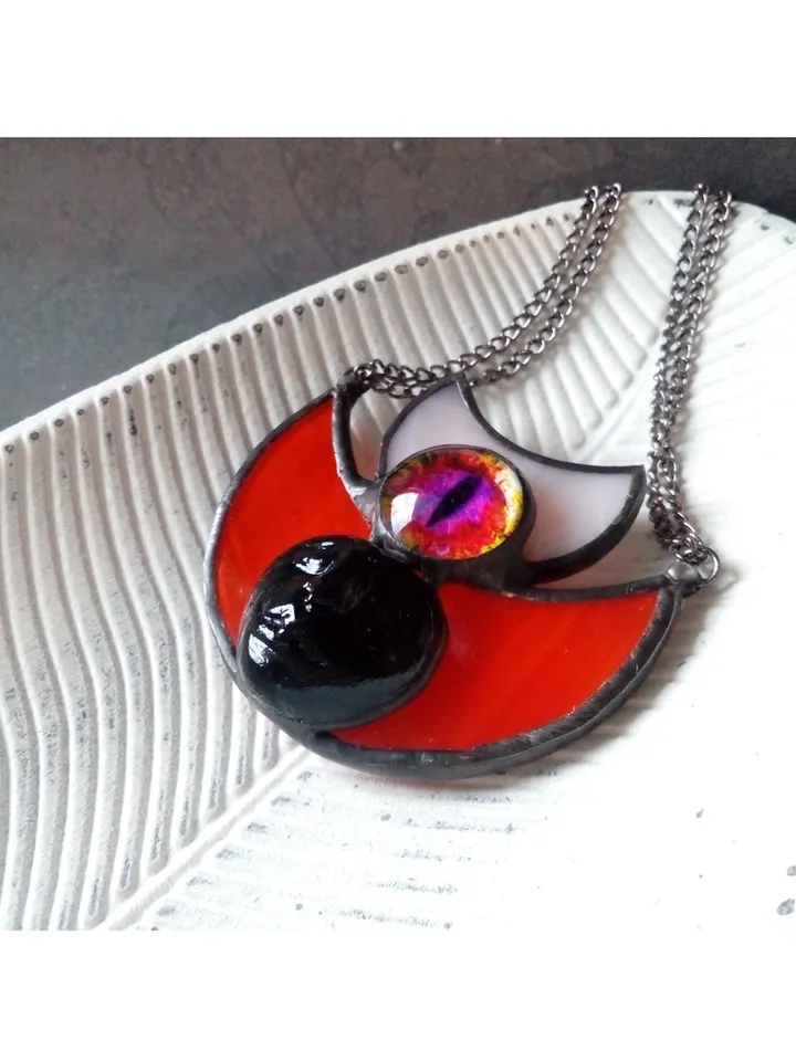 Moon crescent necklace, blood moon necklace, black lilith, soldered crescent, Halloween moon, witchy aesthetic