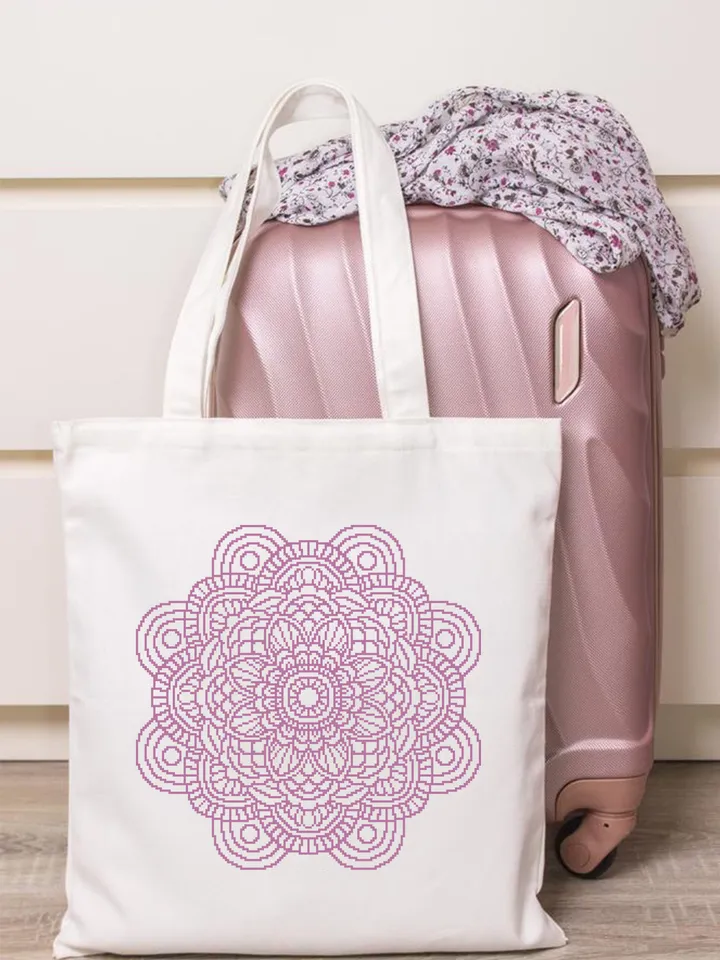 Flower mandala cross stitch pattern PDF download Mandala ornament cross stitch chart, Floral mandala pattern digital PDF, Mandala art #M237
