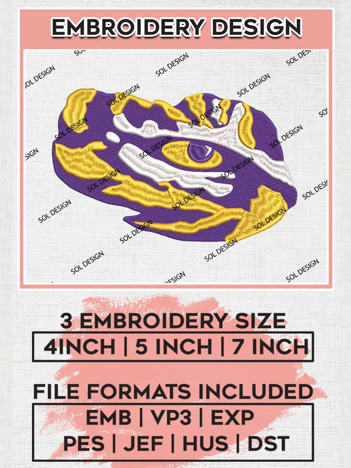 LSU Tigers Embroidery Designs, NCAA Logo Machine Embroidery Files, NCAA LSU Tigers Logo, NCAA Embroidery Designs, Machine Embroidery Designs, Digital Download
