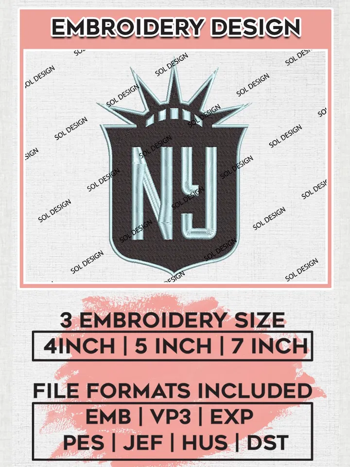 NWSL NJ/NY Gotham FC Logo Embroidery Designs, NWSL NJ/NY Gotham FC Machine Embroidery Design, Football Team Logo Embroidery Files, NWSL Team, 3 sizes, Machine embroidery Files, Digital Download
