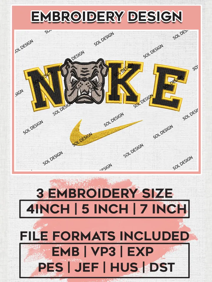 Ni.kee Adrian Bulldogs Team Logo Embroidery Design Files, NCAA Adrian College Machine Embroidery, NCAA Teams, 3 sizes, NCAA Machine embroidery designs, Digital Download