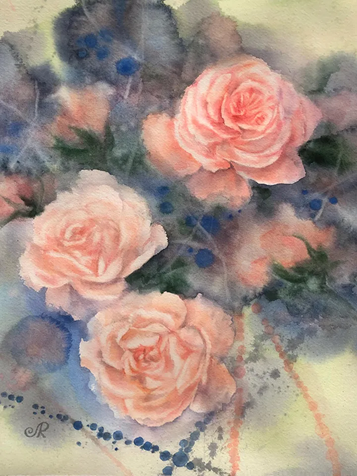 Roses Original Painting Flowers Watercolor Painting Floral Artwork