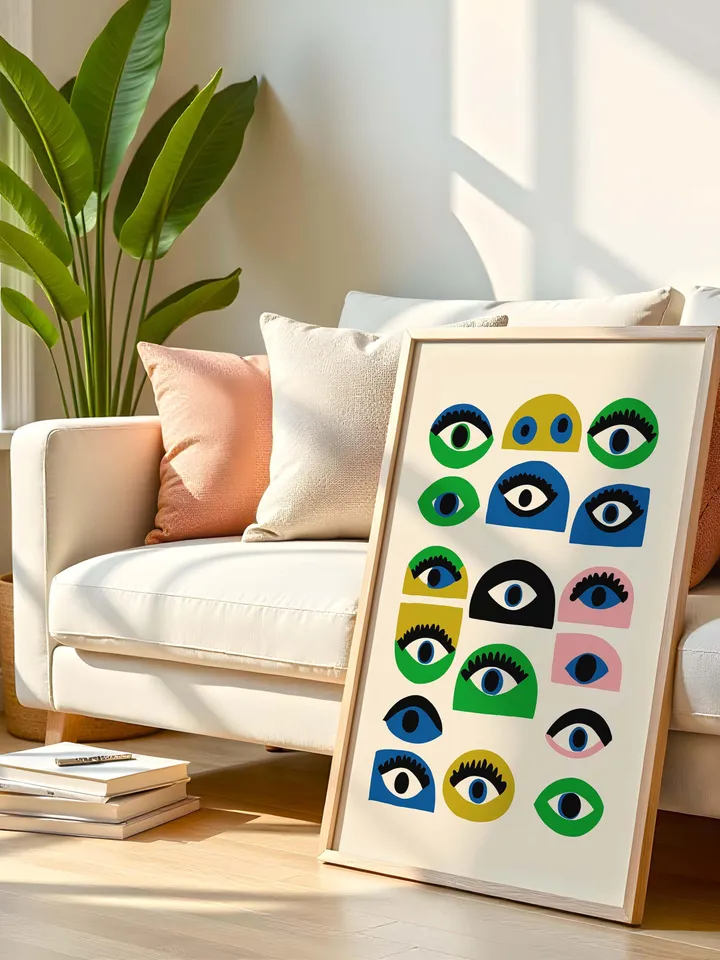 Colorful Abstract Eye Wall Art, Modern Digital Eye Prints, Minimalist Poster, Home Decor, Crazy Eye Illustration, Instant Digital Download