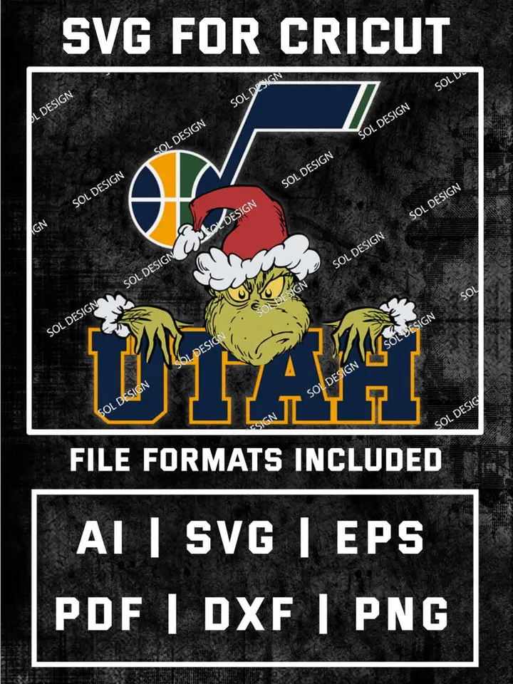 Grinch Utah Jazz SVG, NBA SVG Design, NBA Utah Jazz SVG, NBA Jazz Cricut, Christmas Svg, Grinch svg, Digital Download