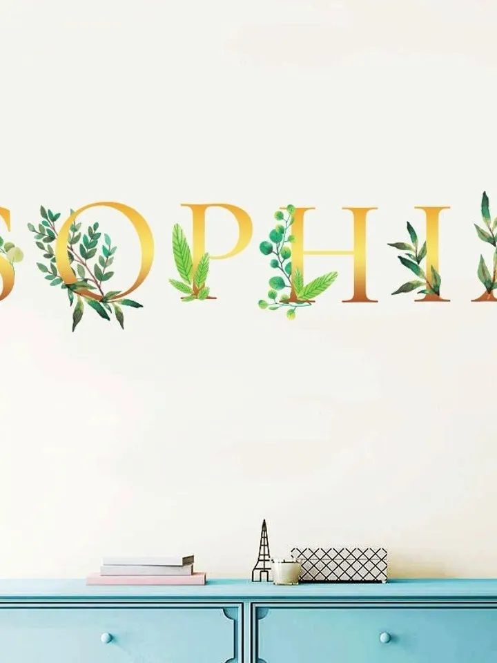 Custom Name Wall Decals/ Leaves Sticker/ Flowers Decals/ Flower Decals/ Nursery Stickers/ Girl Stickers/ Baby Decals / Floral Decals ga273