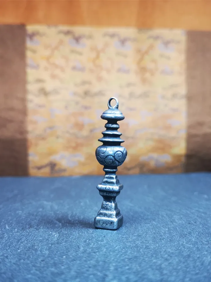 Gandhanra Handmade Tibetan Buddhist Tower Amulet,Stupa,Pagoda Pendant,Made of Cold Iron,2.16 inches