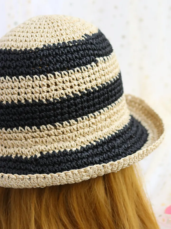 Panama summer straw hats Women sun floppy beach bucket boho raffia foldable hat