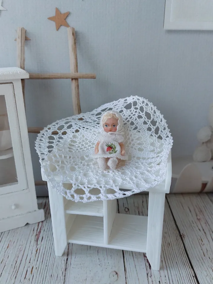 Handmade 2 inch miniature doll with two sets of clothes. Micro doll for dollhouse.
