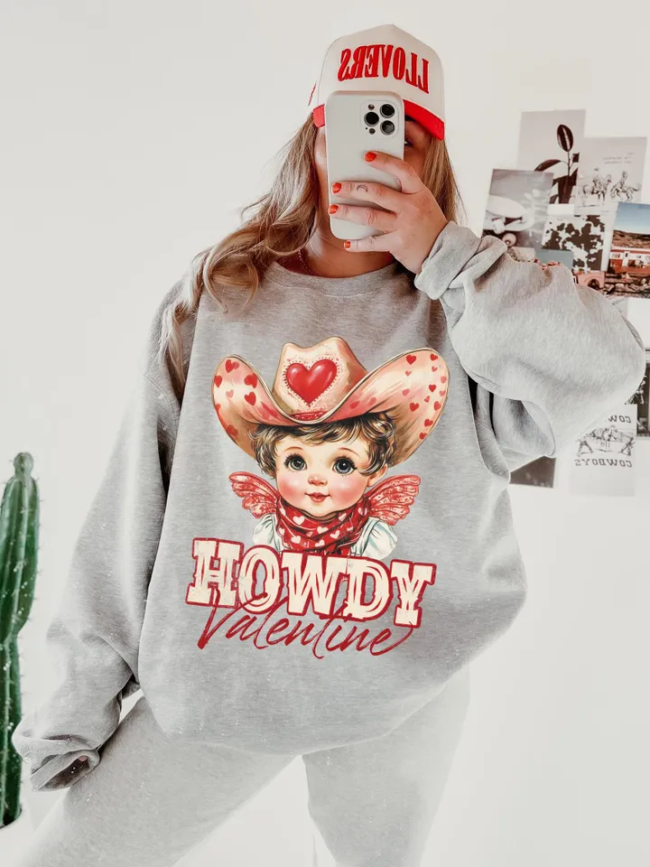 Howdy Valentine PNG, Cupid Valentines png, Western Valentines png, Retro Valentine png, Valentines png, Cupid png, Western png, Cowgirl png