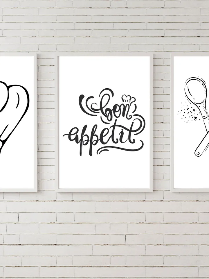 Kitchen Wall Art, Set Of 3 Kitchen Decor, Line Drawing Kitchen Prints, Printable Kitchen Wall Art, Kitchen Posters, Kitchen Print