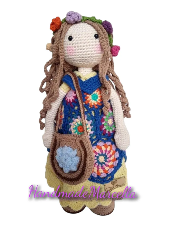 Vania doll, 34 cm. Vania doll, is a Hippie doll, Handmade doll, crocheted doll.