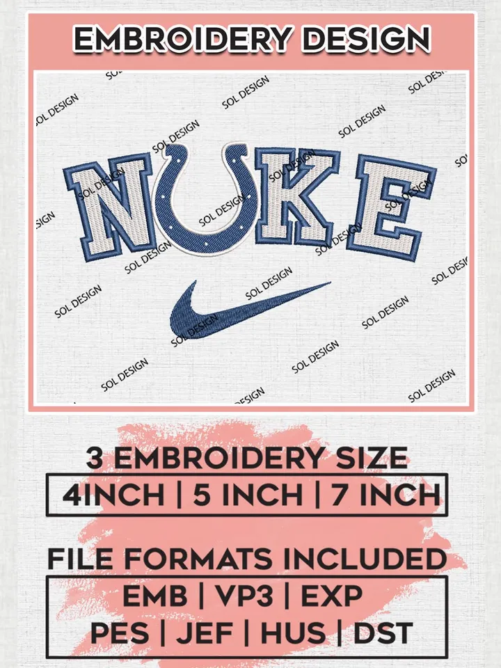 Nike Indianapolis Colts Embroidery Designs, NFL Colts, NFL Embroidery Designs, NFL Indianapolis Colts Machine Embroidery Design, Digital Download