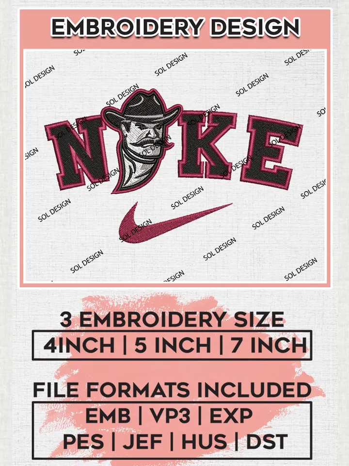 Nike New Mexico State Aggies Machine Embroidery Design, NCAA New Mexico State Aggies Embroidery Design files, NCAA Embroidery Designs, NCAA Machine Embroidery Designs, Digital Download