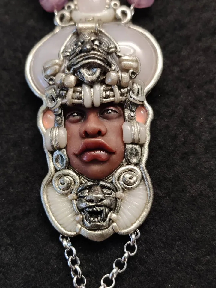 Amazon necklace, silver necklace, cameo necklace, rose quartz, boho necklace,
