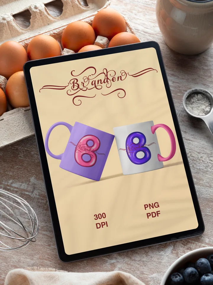 Branden - name in Samantha style with bright letters, digital design