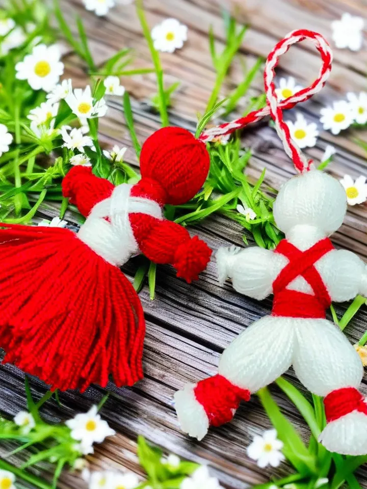 Martenitsa Yarn Doll Ornament Pattern, Baba Marta Crochet PDF tutorial, Traditional Bulgarian Spring Decor, Pizho and Penda Dolls