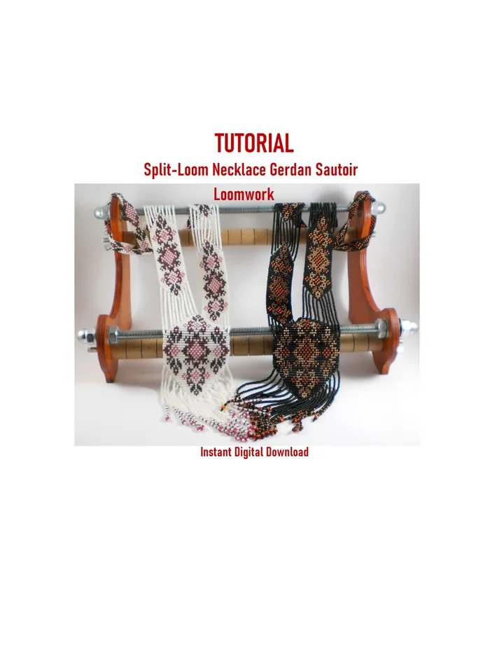 TUTORIAL Gerdan Split Loom Necklace Beaded Sautoirs Loomwork How to make weave gerdan Beading Technique Weaving PDF Instant Download
