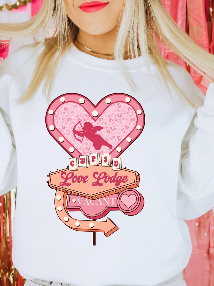 Cupid Love Lodge PNG-Valentine’s Day Sublimation Digital Design Download-cupid png, xoxo png, vintage vday png, retro png, vday tshirt png