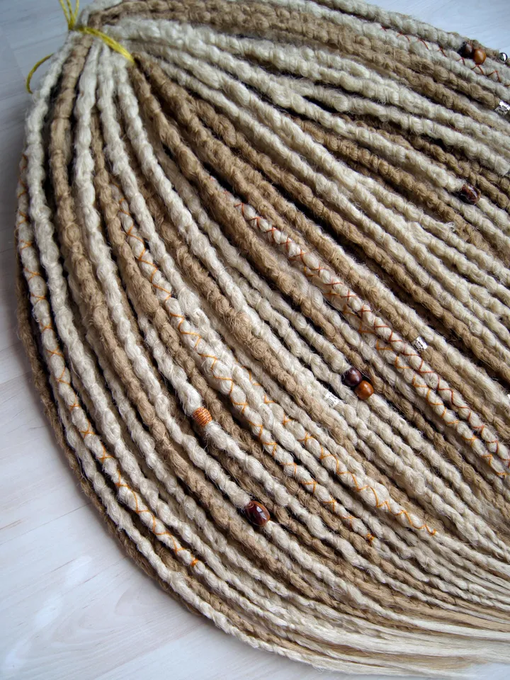 Ready to ship! Full set head dread extensions Blonde mix boho style Double ended 22 inches