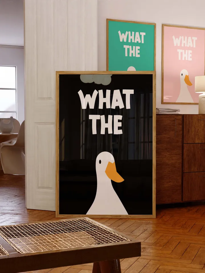 What the Duck Poster Funny Bathroom Wall Art Printable Duck Quote Digital Humor Sign Quirky Toilet Decor Instant Download Digital black
