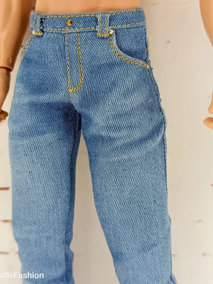 Light blue jeans for Ken with an athletic body type