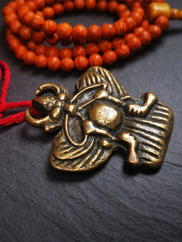 Gandhanra Antique Tibetan Buddhist Amulet Garuda,Garula,Suparna,Golden-winged Bird Pendant,Made of Bronze,80 years old