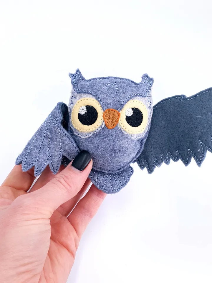 ITH Halloween Owl Stuffed Toy Embroidery Design, Felt Night Bird Plushie Pattern, Spooky Cute 4x4 Hoop File
