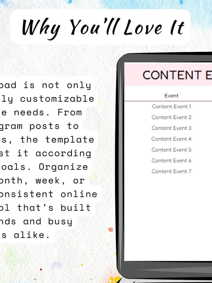 Editable Content Calendar Template, Google Sheets, Digital Download for Bloggers, Small Businesses & Social Media Managers,
