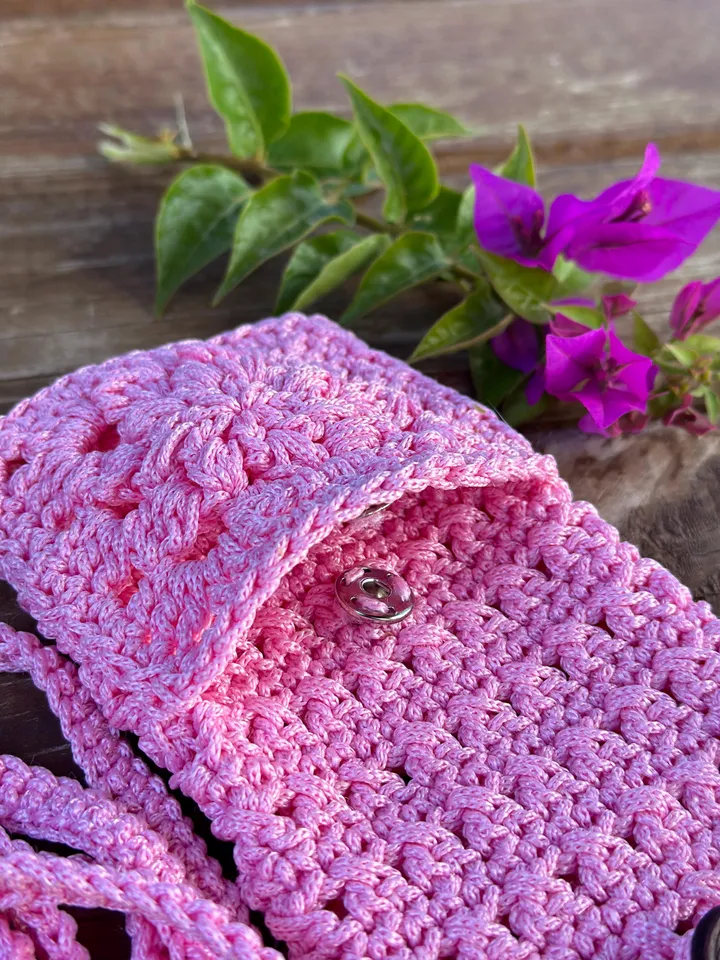 Crochet crossbody bag pattern, cell phone pouch, crochet mini purse, mobile phone case, summer shoulder messenger bag, DIY