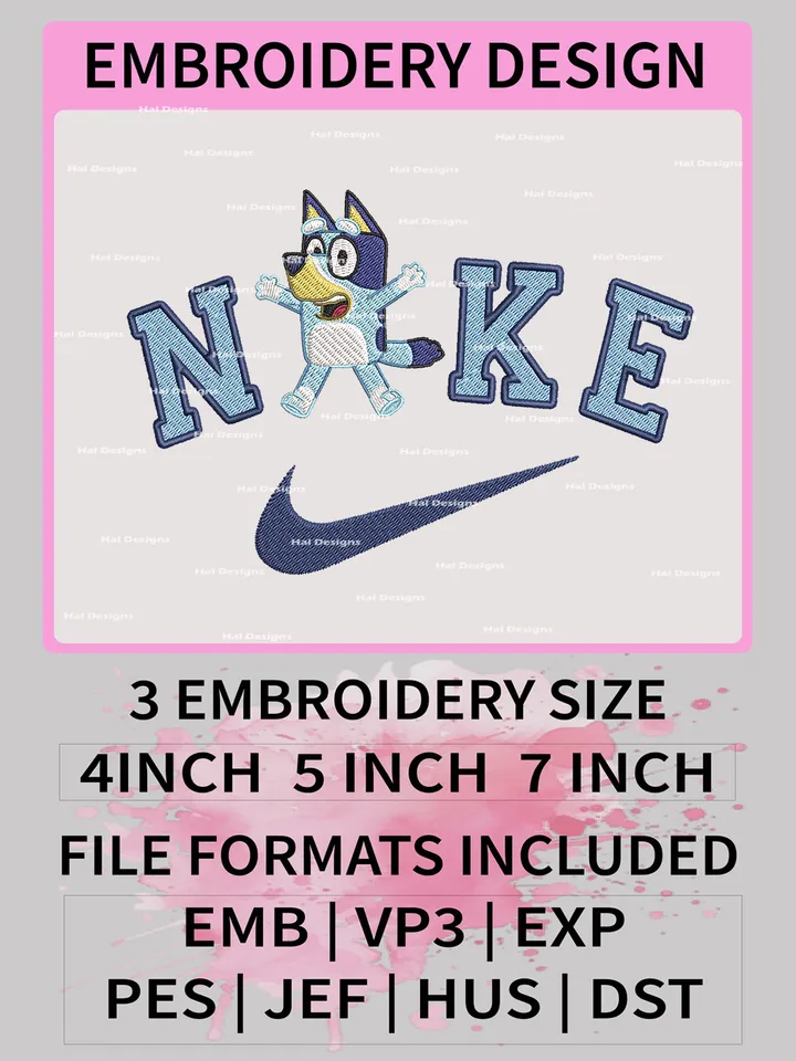 Bluey Nike Embroidery Designs, Bluey Family Machine Embroidery Design, Bluey Dog Embroidery Design, Embroidery Machin