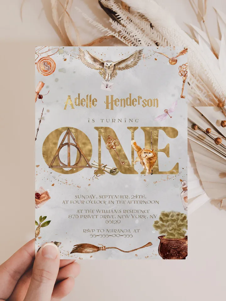 The Chosen One Invitation; Wizard Birthday Party; Magic School 1st Birthday Invitation Template; Editable Wizarding World Invitation; W8
