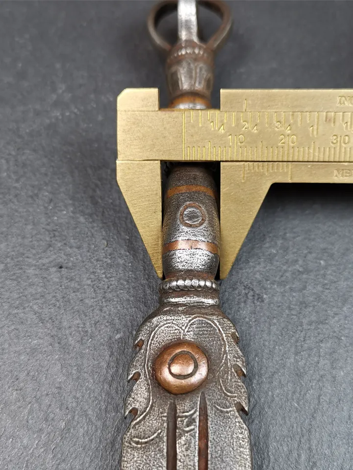 Gandhanra Tibetan Buddhism Ritual Implement,Fire Vajra Sword of Wisdom Buddha Manjushri,Made of Cold Iron inlaid Copper,7.5" Length