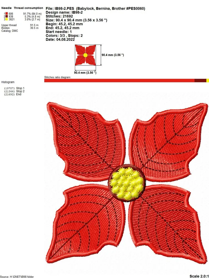 Free Standling Lace Poinsettia Flower machine embroidery design FSL Embroidery pattern flower motif 3D floral digital embroidery pattern