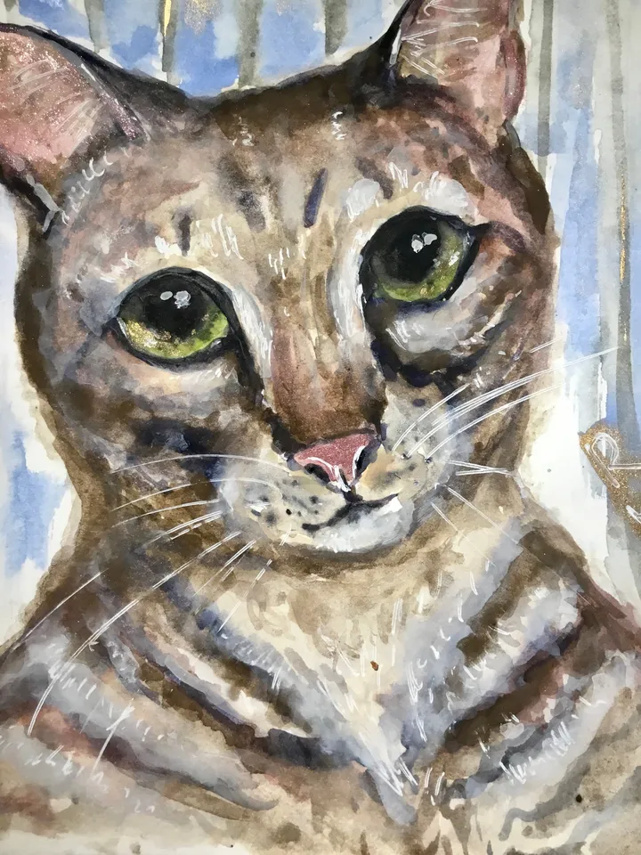 Andy-cat painting,original watercolor painting,one of kind,cat lovers gifts,wall decoration