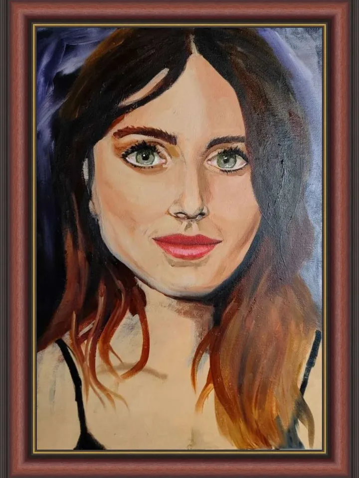 Girl portrait painting original oil art on canvas 35 by 50 cm