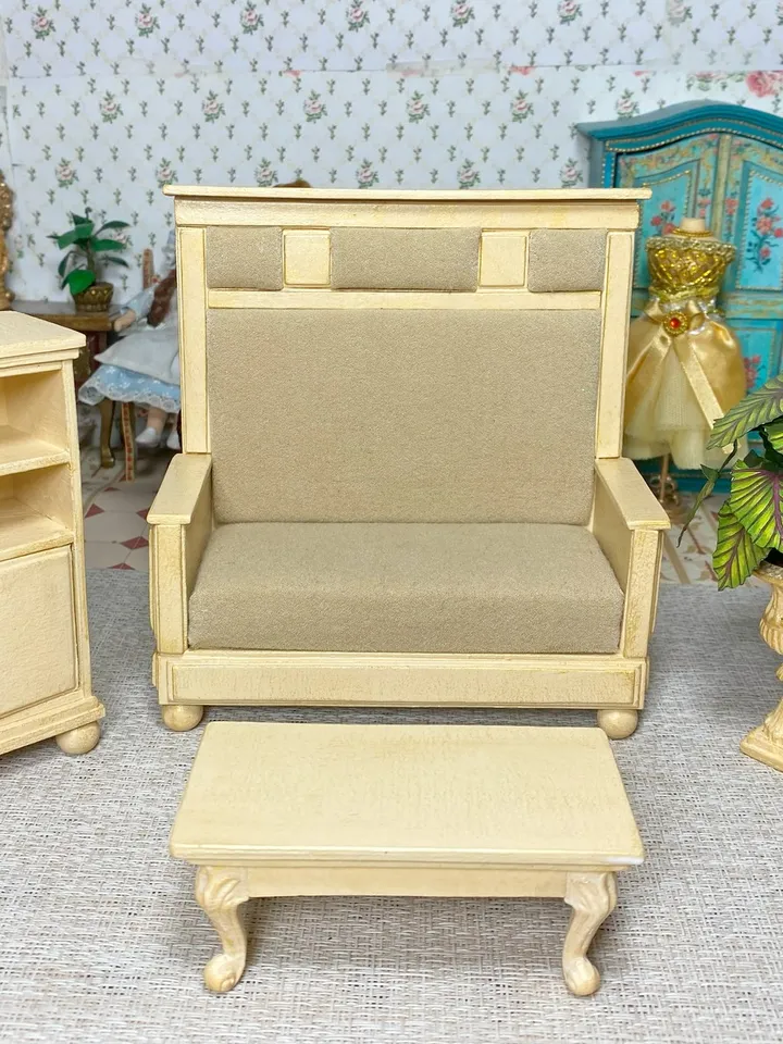 Furniture for dollhouse. Sofa for doll. 1:12. Handmade. Dollhouse miniature.