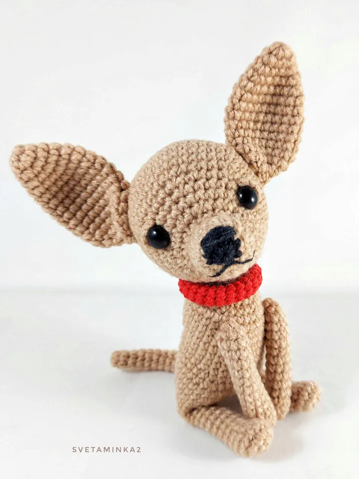 Chihuahua Crochet Pattern Amigurumi Dog (with small heart crochet pattern). Digital Download. PDF.