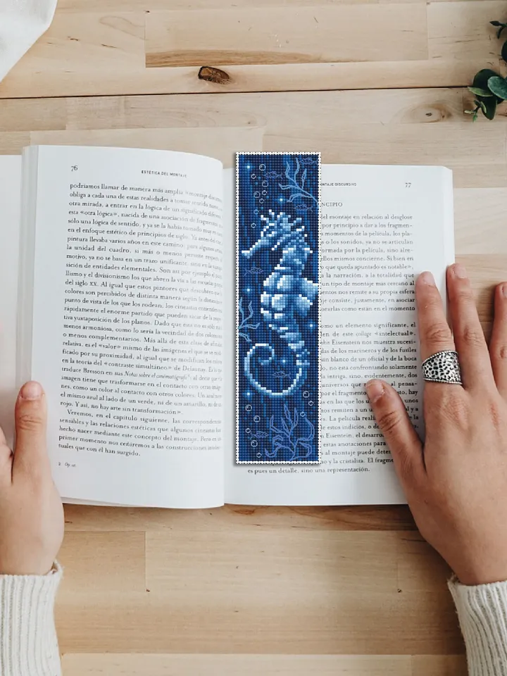 Under the sea bookmark cross stitch pattern PDF download Seahorse cross stitch chart, Digital bookmark pattern PDF Seahorse art, Ocean #B168
