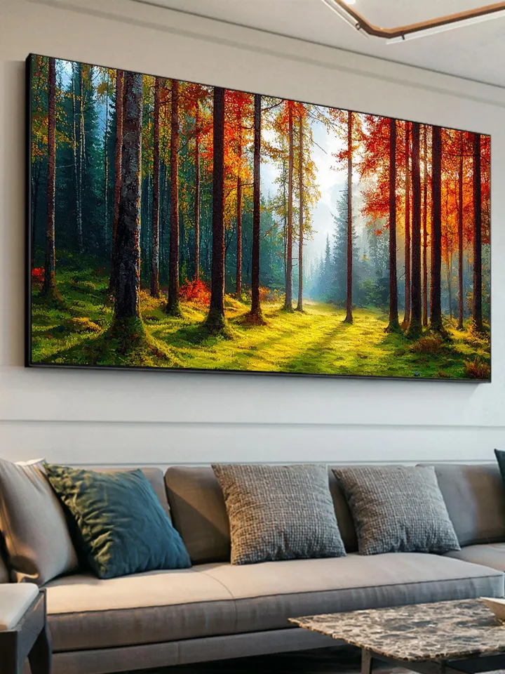 Original Autumn Forest Oil Painting On Canvas, Fall Colors Landscape Art, Nature Wall Art, Woodland Scene, Original Artwork, Forest Path Art
