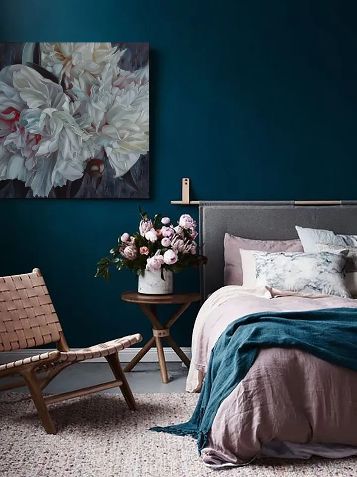 White peonies oil painting