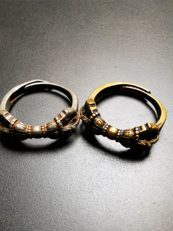 Gandhanra Handmade Tibetan Vajra Ring,Buddhist Protection Jewelry