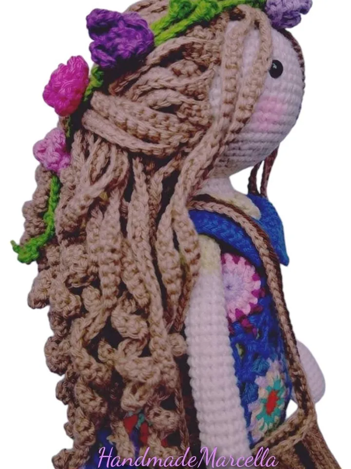 Vania doll, 34 cm. Vania doll, is a Hippie doll, Handmade doll, crocheted doll.